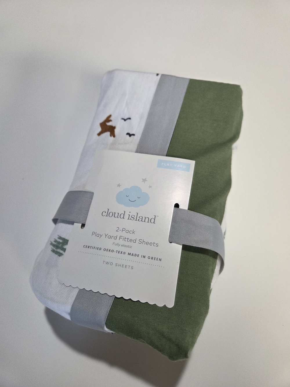 Cloud Island Green & White Play Yard Fitted Sheets - 2 Pack